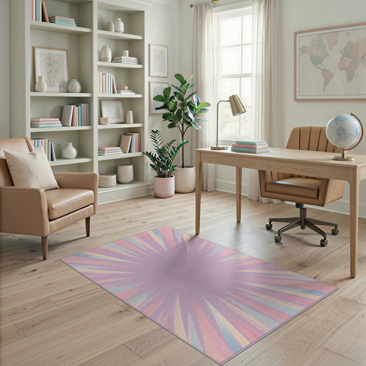 Pastel Starburst Washable Area Rug