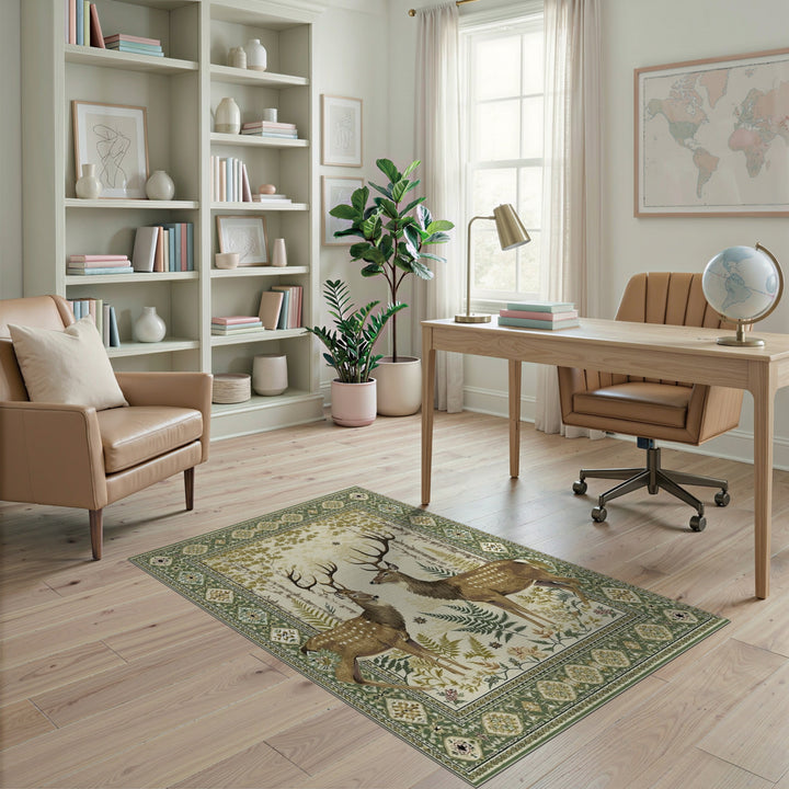 Rustic Forest Deer Area Rug