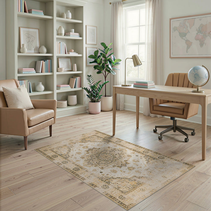 Beige Distressed Persian Area Rug