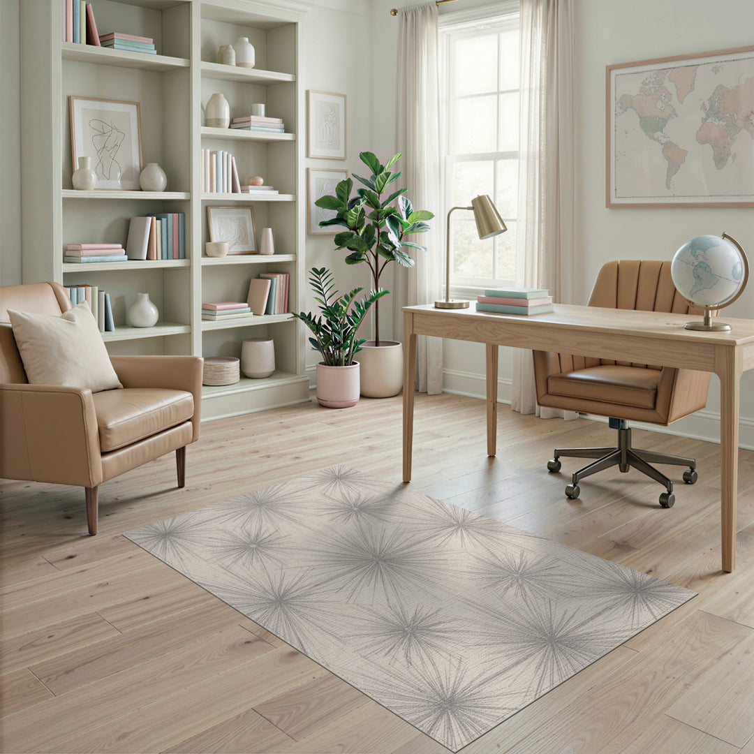 Grey Starburst Geometric Modern Area Rug