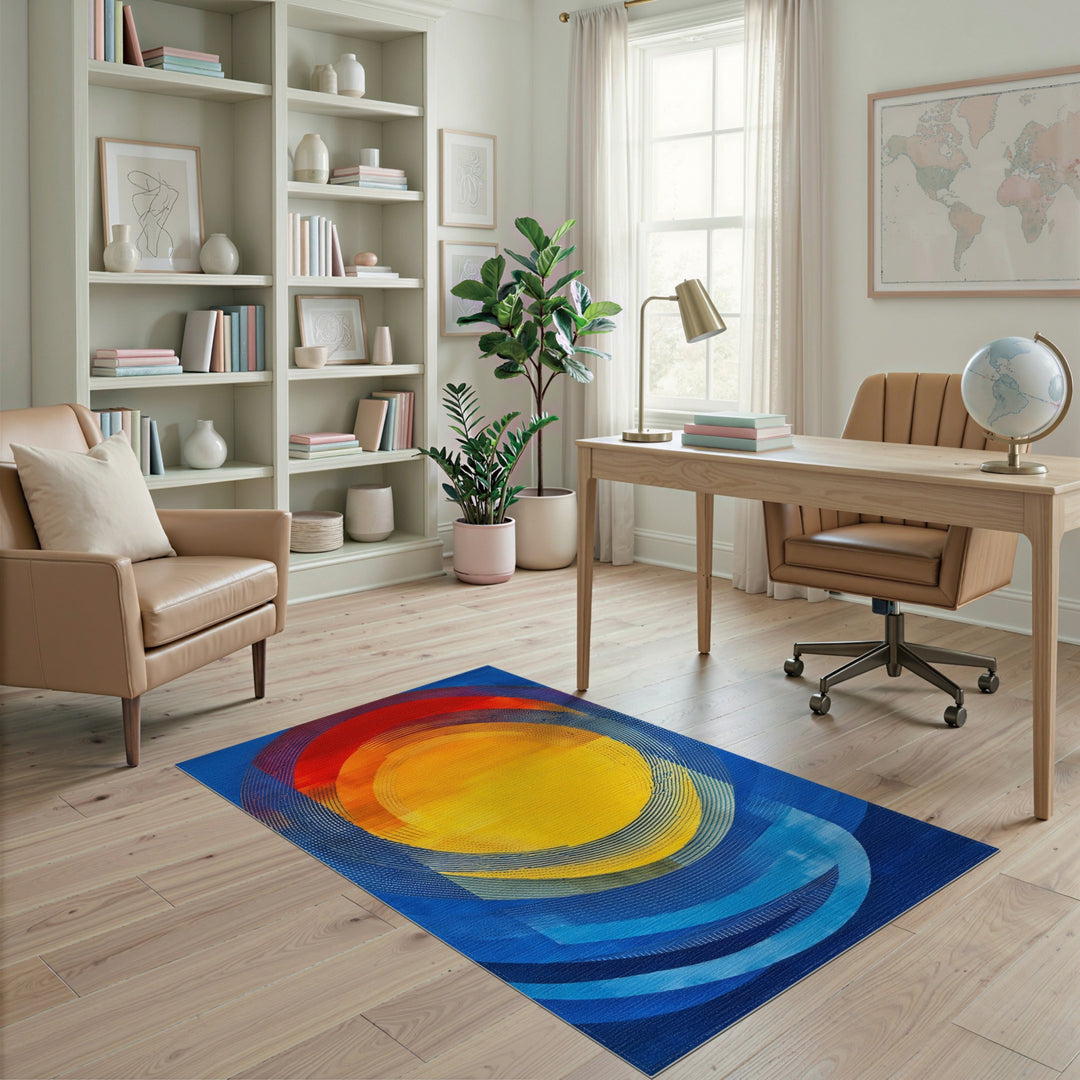 Vibrant Concentric Circle Area Rug