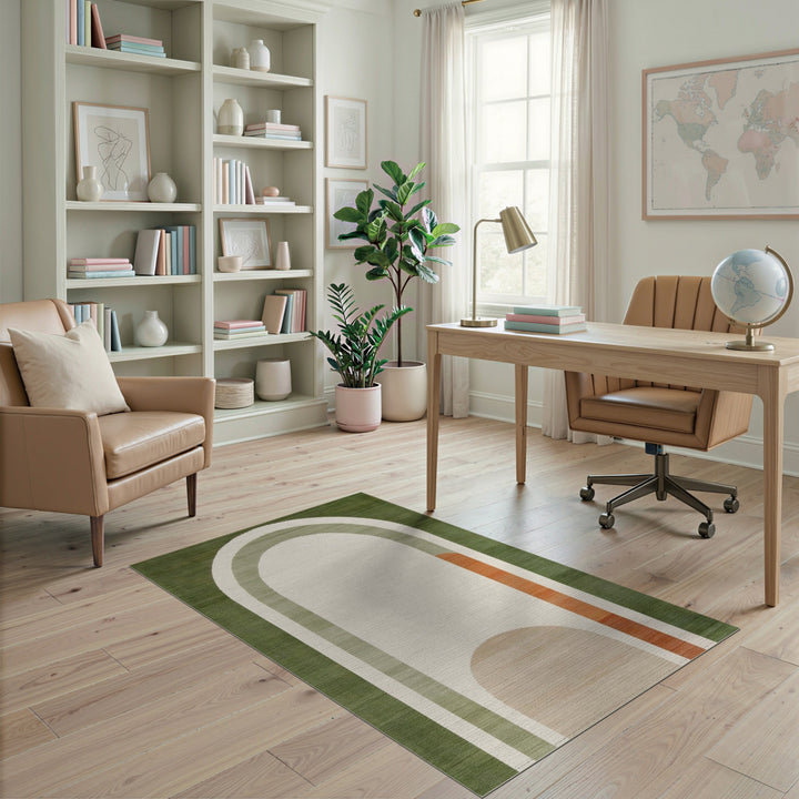 Green Geometric Arch Area Rug