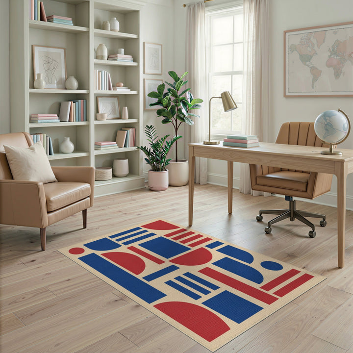 Multi-color and Patterns Bold Geometric Red Blue Area Rug