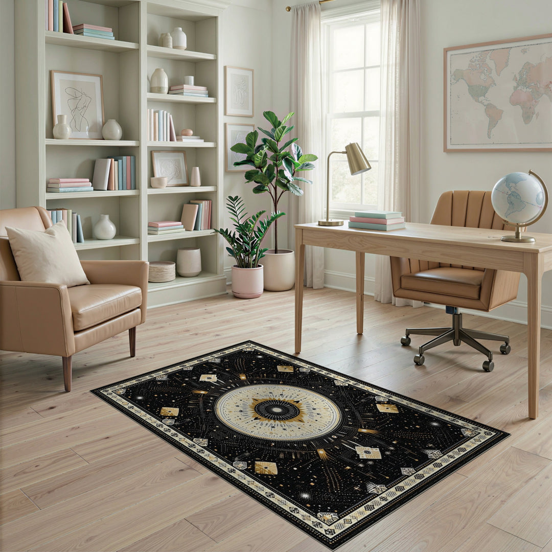 Gold Celestial Mandala Area Rug