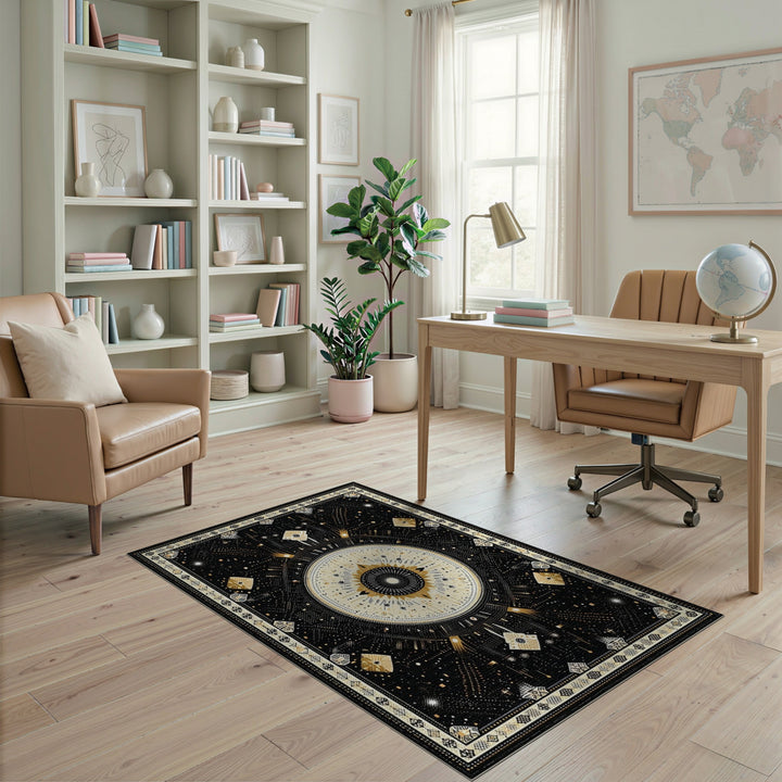 Gold Celestial Mandala Area Rug