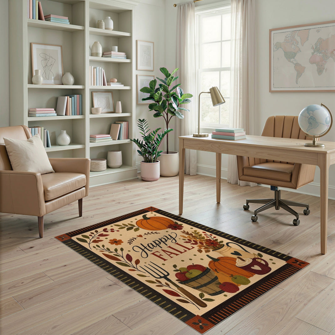 Happy Fall Pumpkin Harvest Area Rug