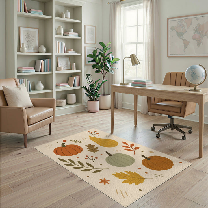 Fall Pumpkin Harvest Washable Area Rug