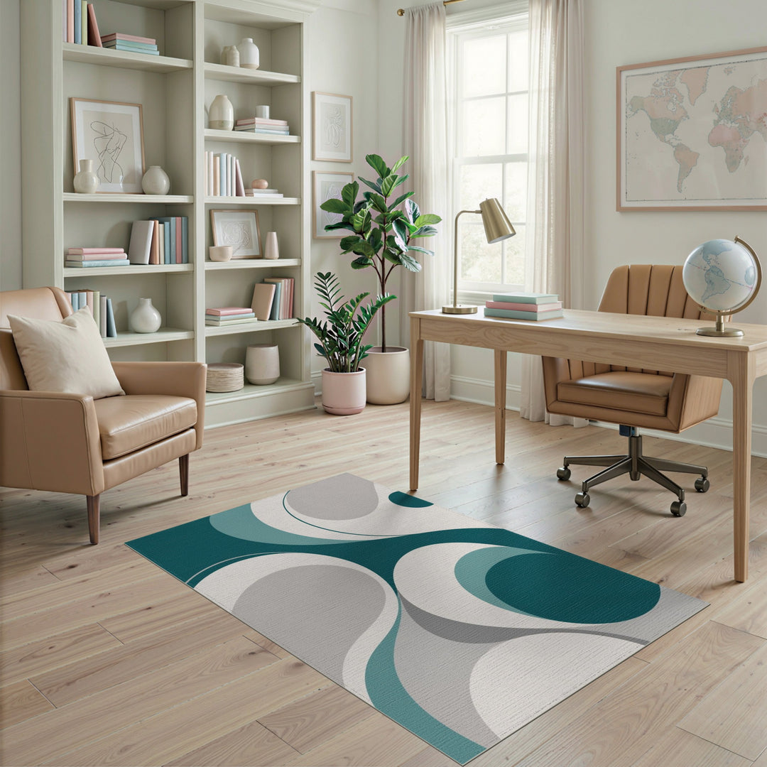 Blue and Teal Abstract Area Teal Abstract Swirl Area Rug