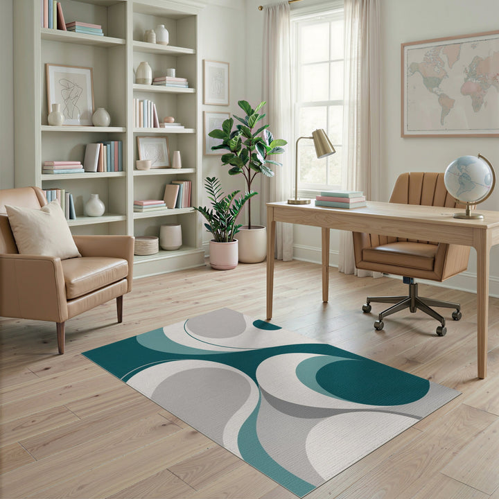 Blue and Teal Abstract Area Teal Abstract Swirl Area Rug
