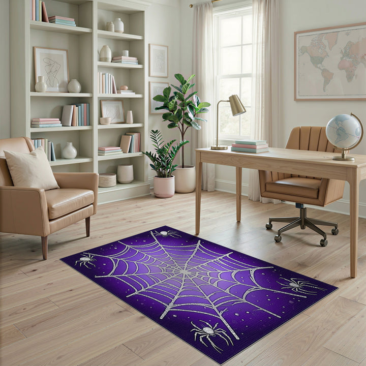 Geometric Modern Purple Spider Web Area Rug