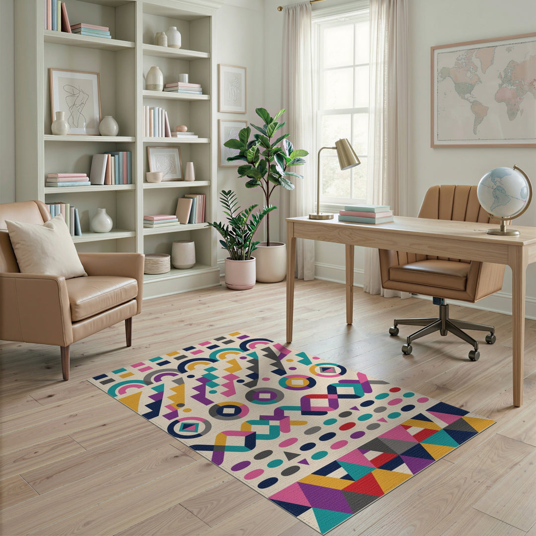 Vivid Multi-Color Geometric Modern Area Rug