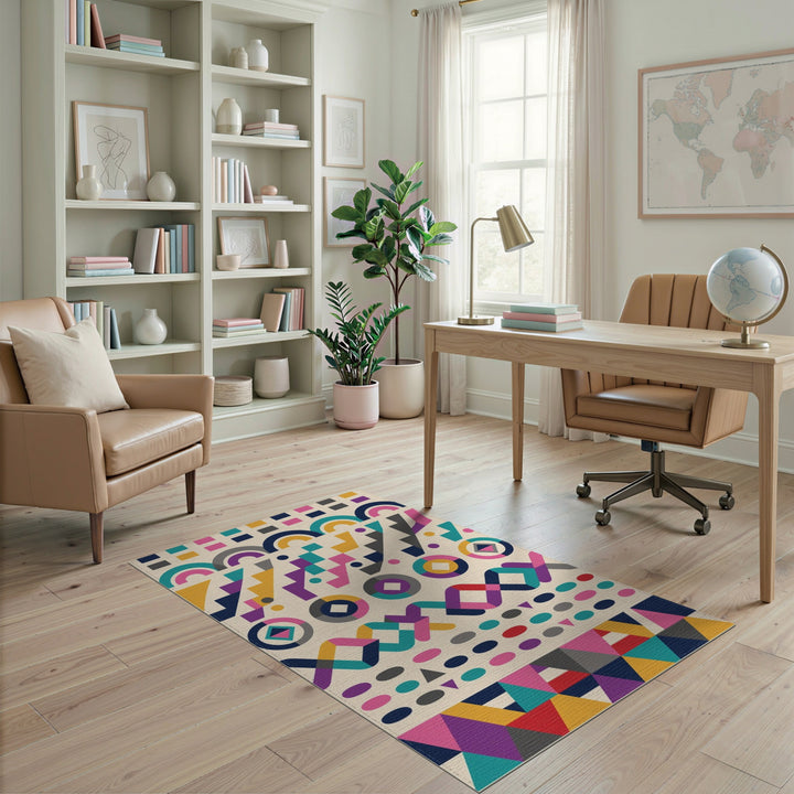 Vivid Multi-Color Geometric Modern Area Rug
