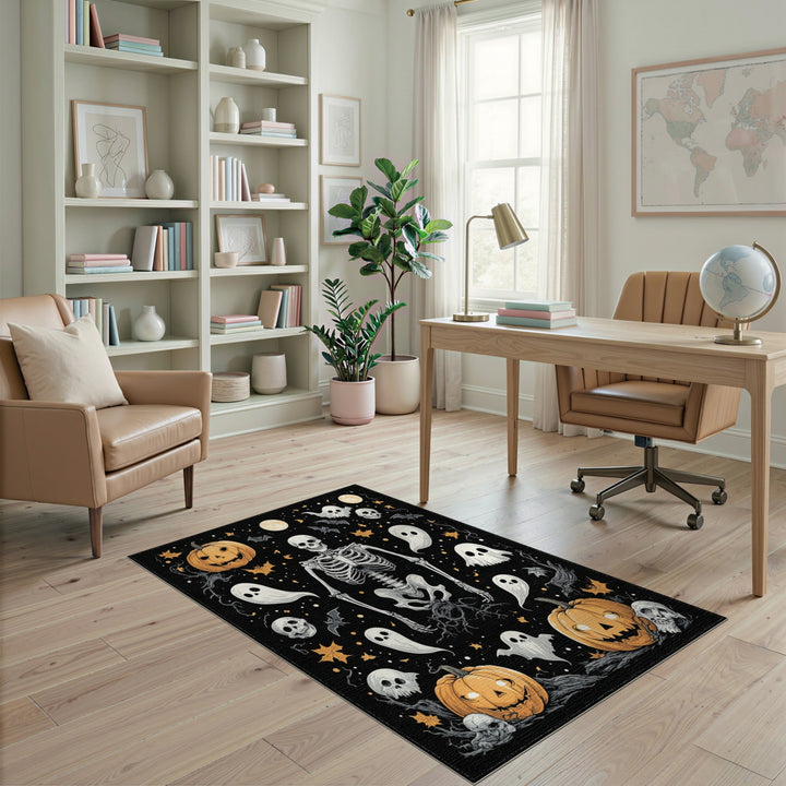 Spooky Skeleton Halloween Area Rug