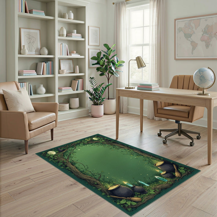 Enchanted Green Witchy Forest Area Rug