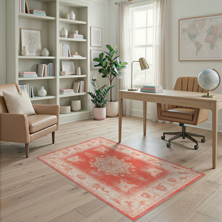 Red Elephant Medallion Persian Area Rug
