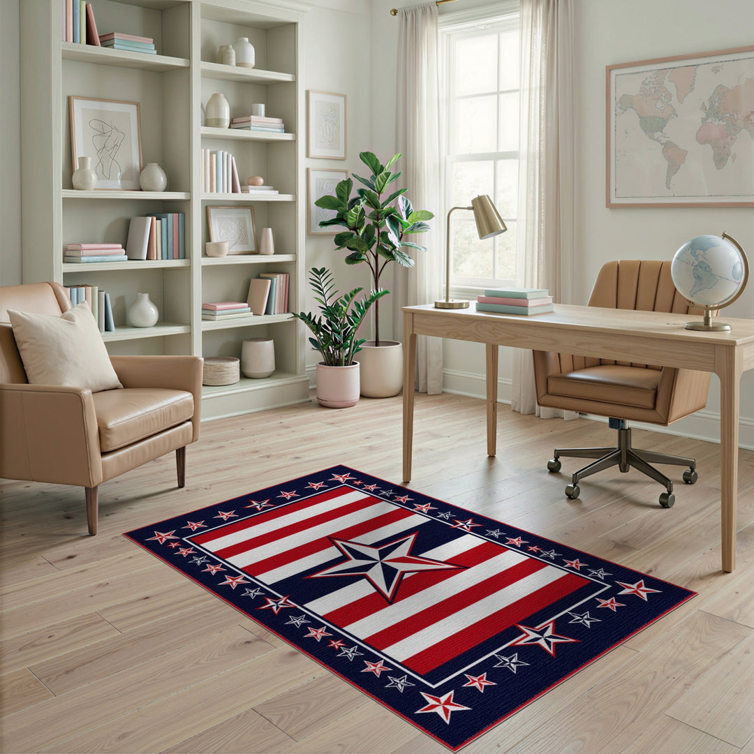 Multi-color and Patterns Patriotic Star Area Rug
