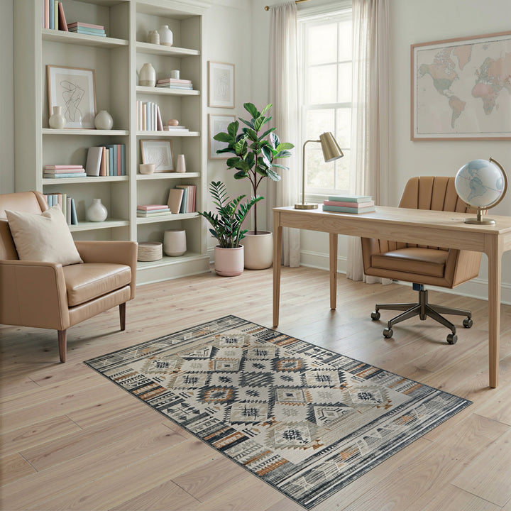 Beige Southwestern Geometric Area Rug