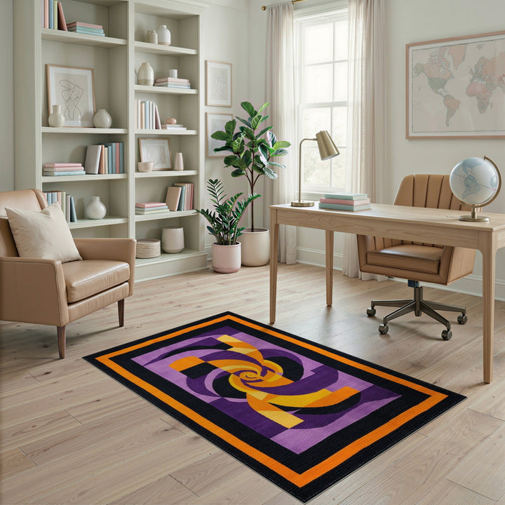 Purple Geometric Spiral Area Rug