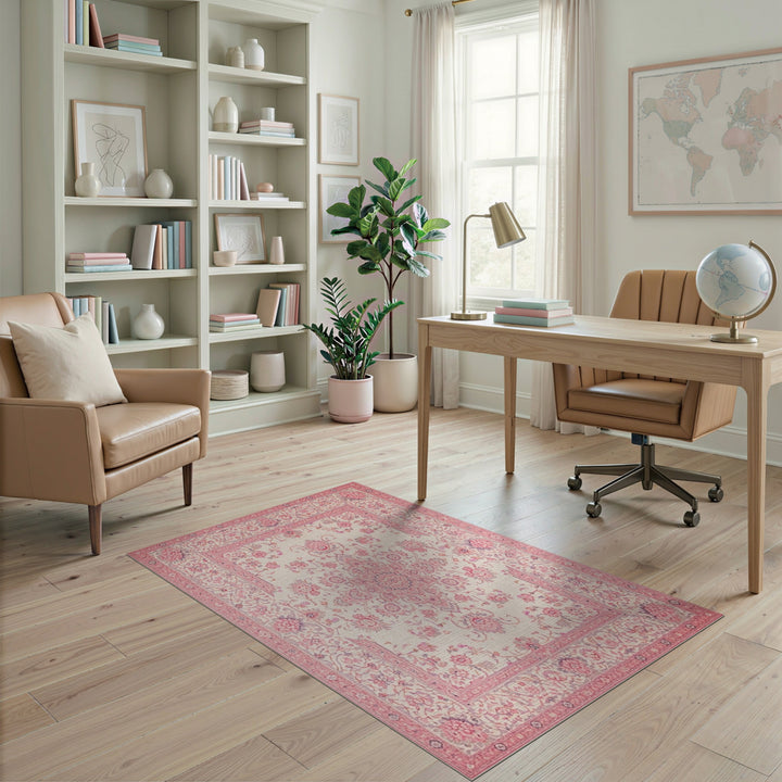 Pink Floral Vintage Area Rug