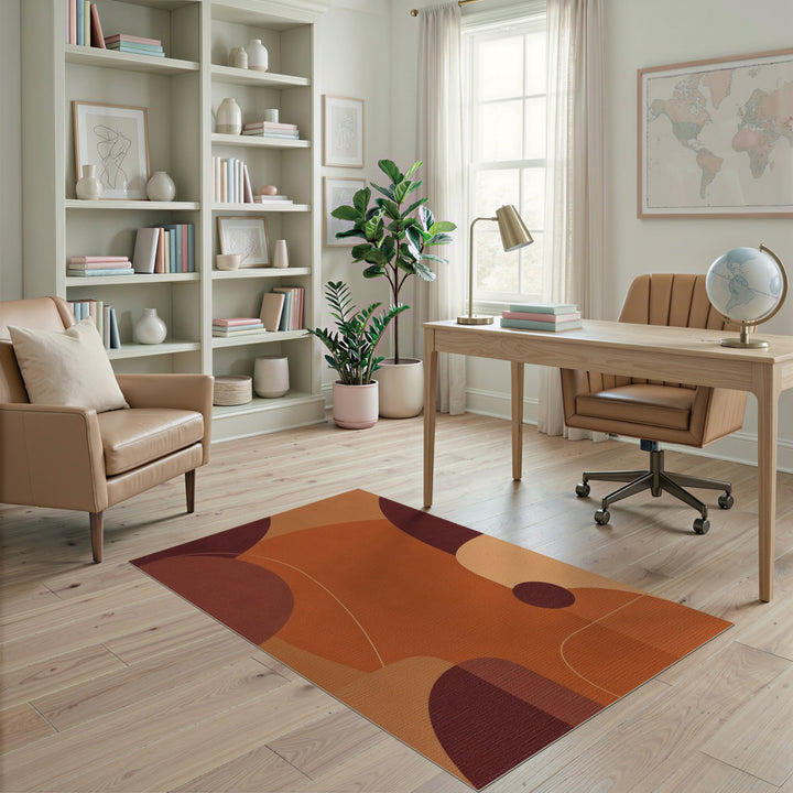 Orange Abstract Circle Area Rug
