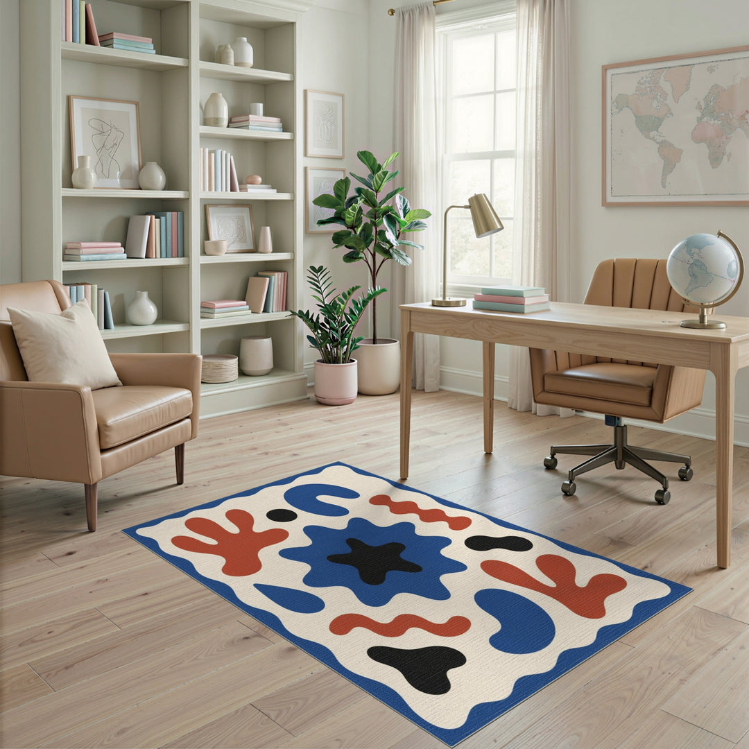 Abstract Blue Red Area Rug