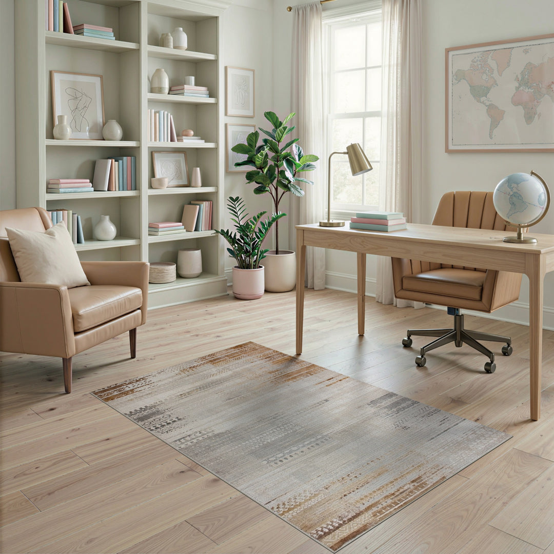 Brown and Tan Distressed Vintage Brown Area Rug