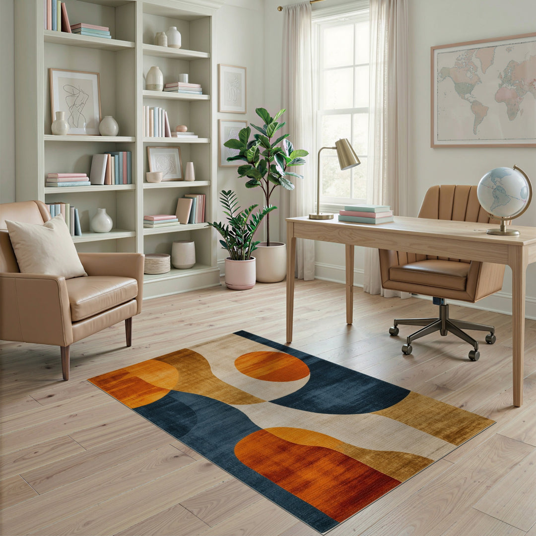 Abstract Circle Multi-Color Area Rug