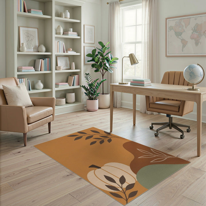 Pumpkin Leaf Orange Area Rug