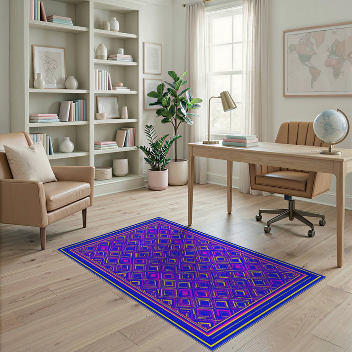 Vibrant Neon Geometric Area Rug