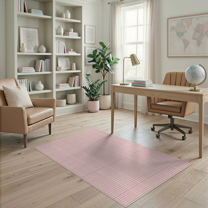 Pink Gingham Checkered Area Rug
