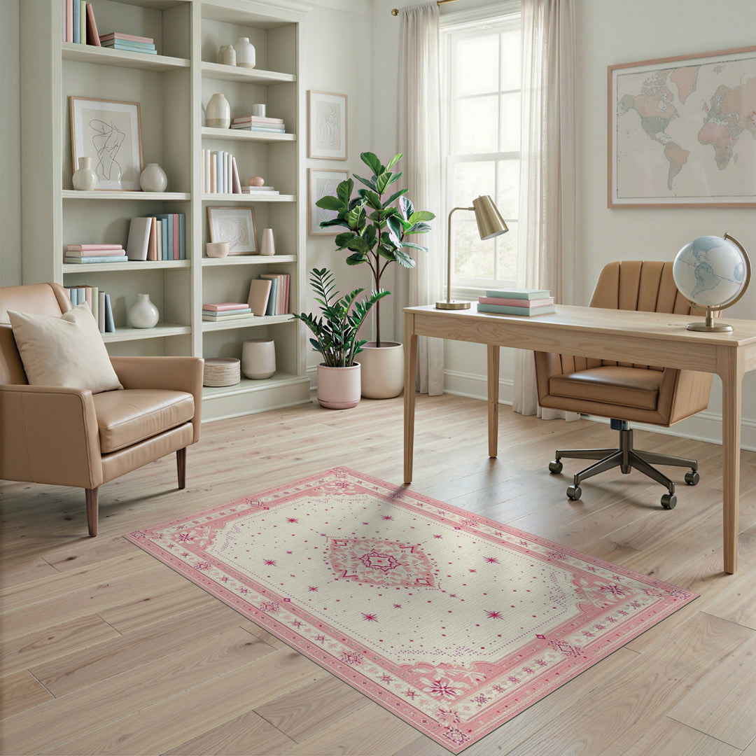 Blush Medallion Blush Pink Floral Medallion Area Rug