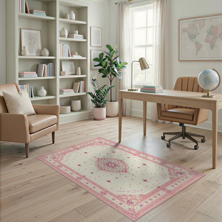 Blush Medallion Blush Pink Floral Medallion Area Rug