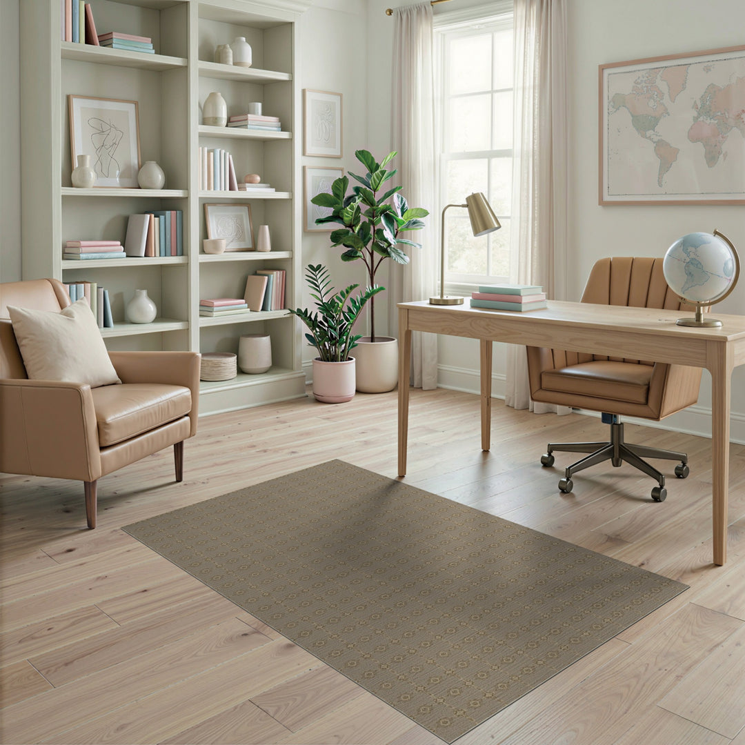 Beige Geometric Lattice Area Rug