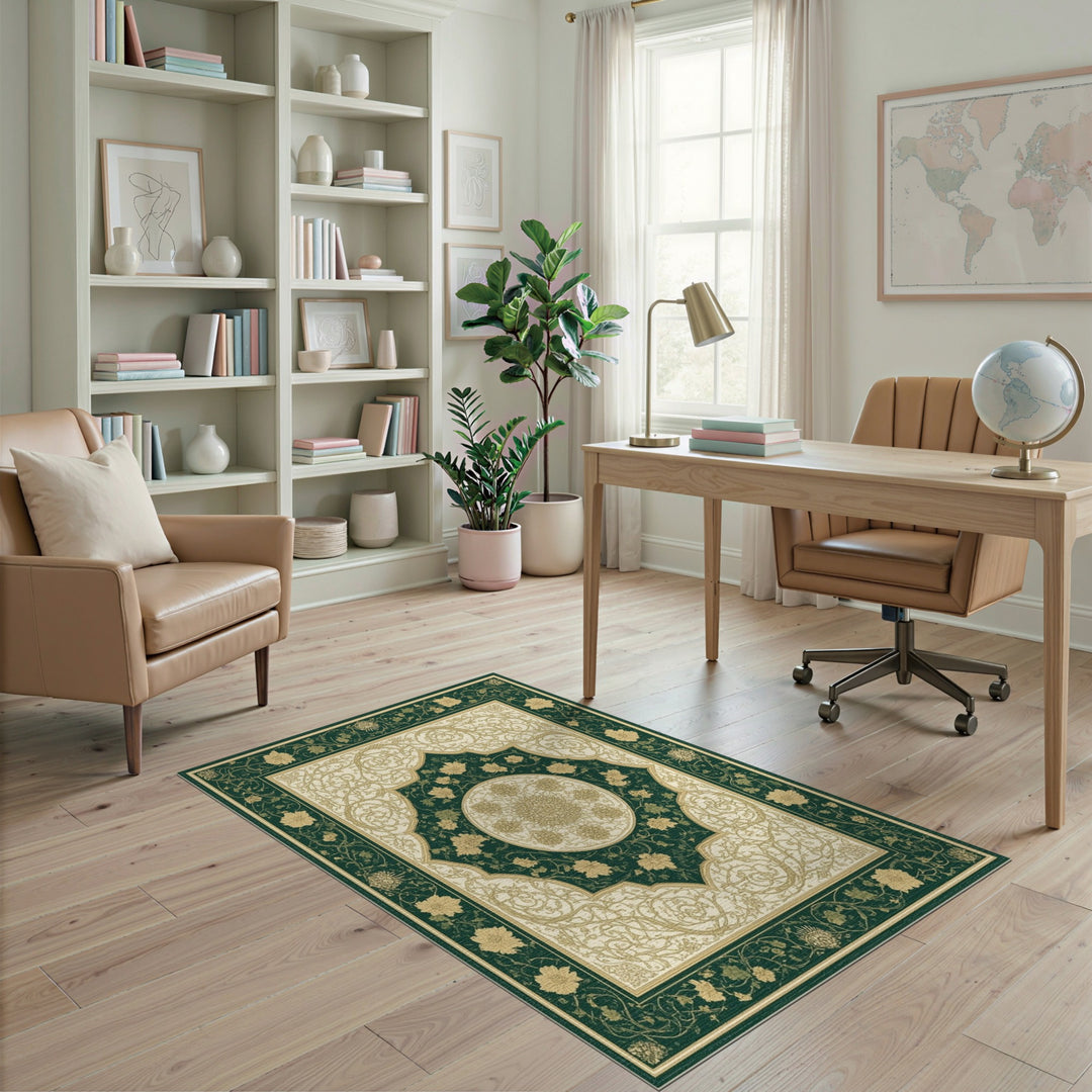 Traditional Persian Green Traditional Persian Floral Area Rug