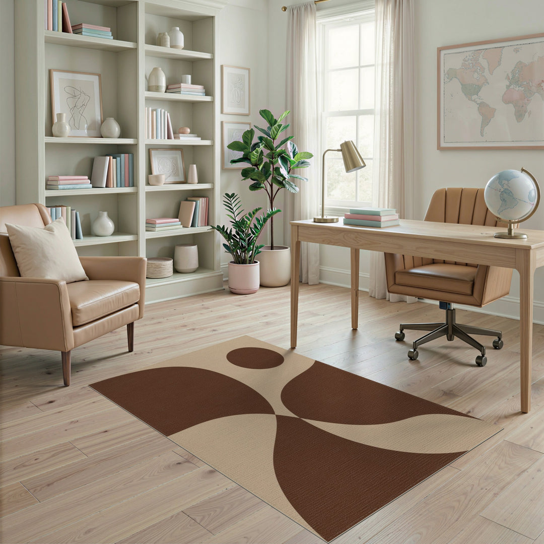 Abstract Area Abstract Brown Area Rug