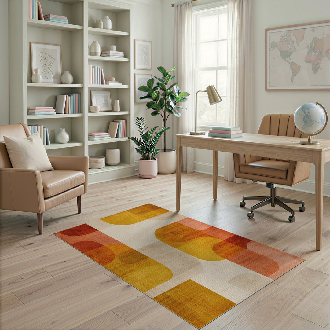 Multi-Color Geometric Washable Area Rug