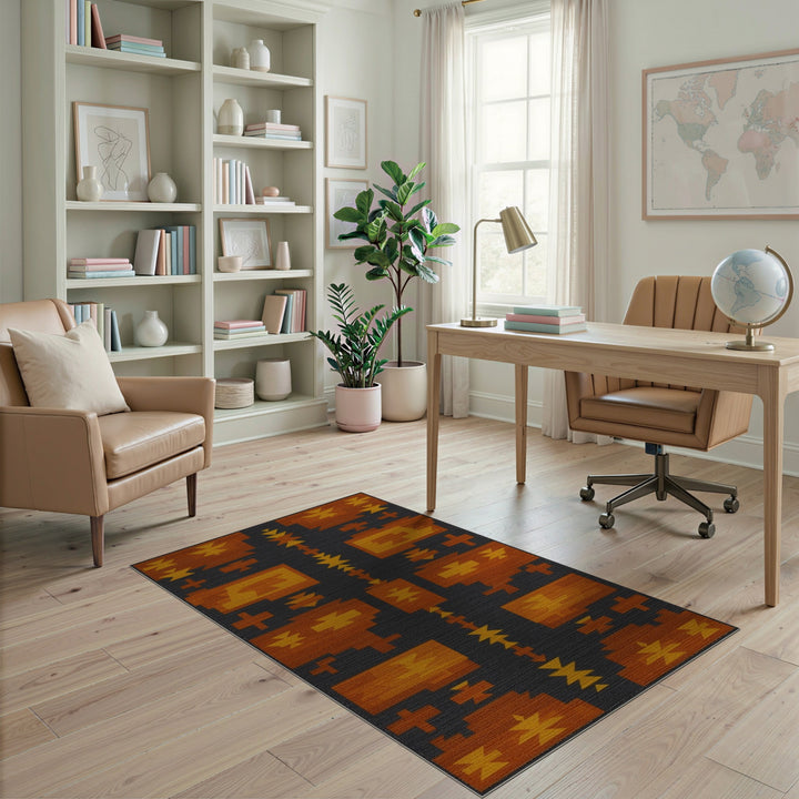 Orange Southwestern Geometric Area Rug