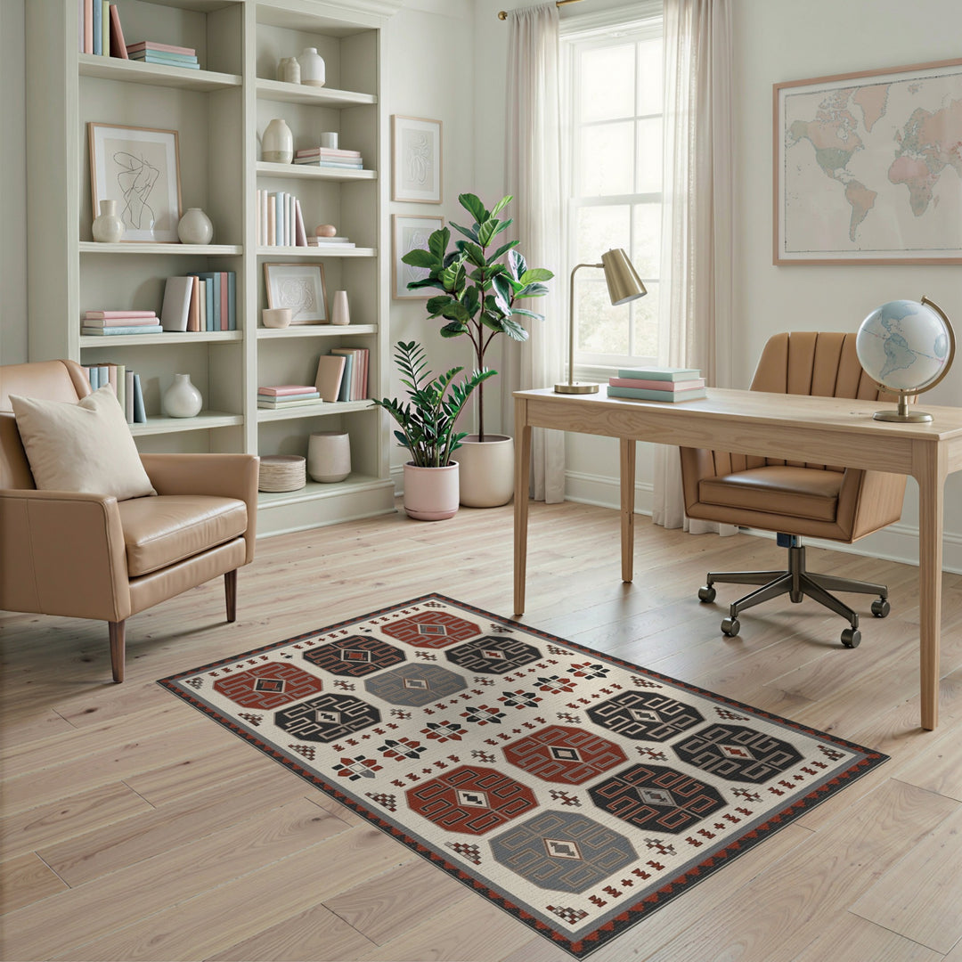 Heritage Tribal Red Geometric Area Rug