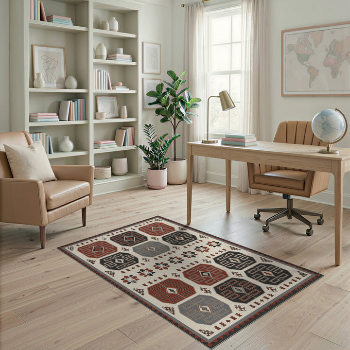 Heritage Tribal Red Geometric Area Rug