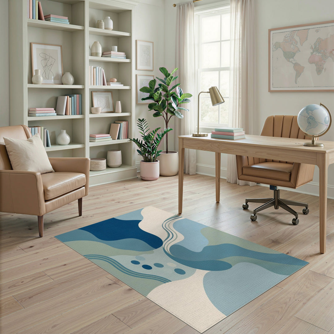 Abstract Area Blue Teal Abstract Flow Area Rug