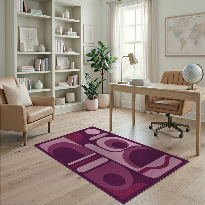Abstract Purple Geometric Area Rug