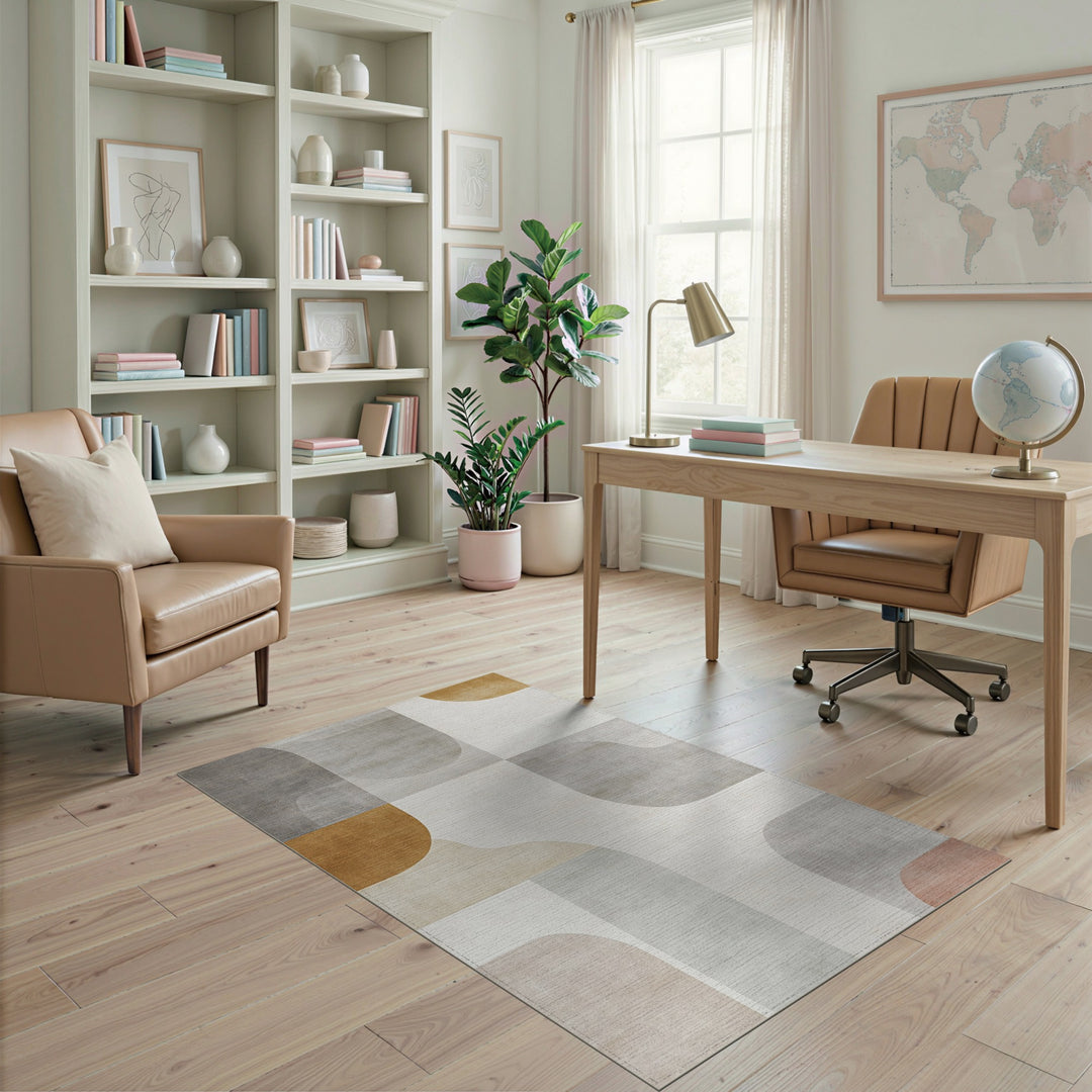 Neutral Geometric Abstract Geometric Modern Area Rug