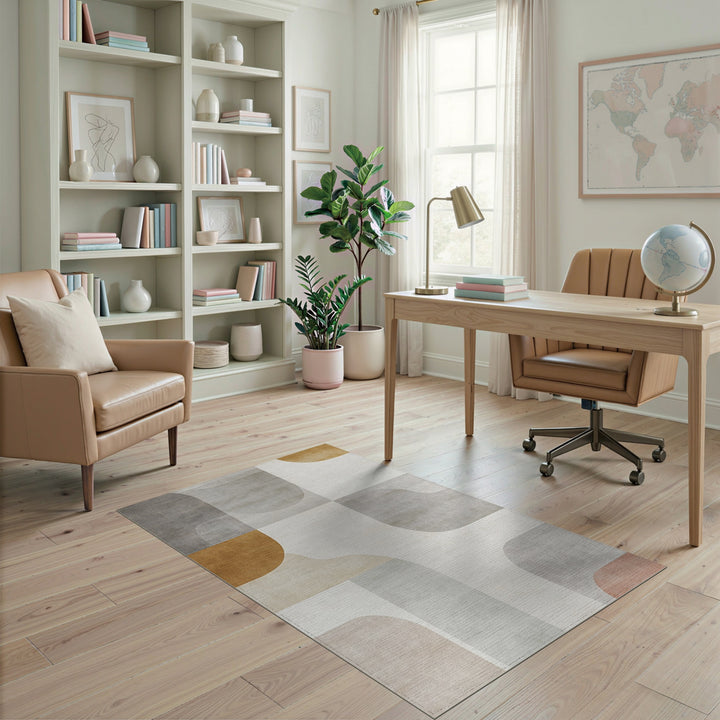 Neutral Geometric Abstract Geometric Modern Area Rug