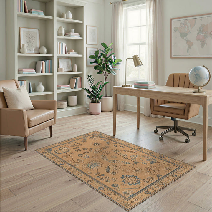 Beige Floral Vintage Area Rug