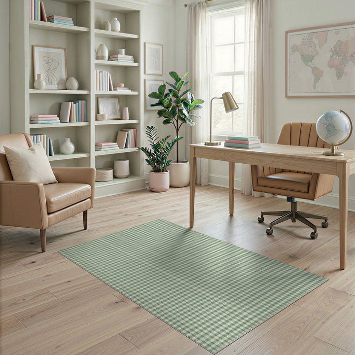 Green Gingham Checkered Green Gingham Checkered Area Rug