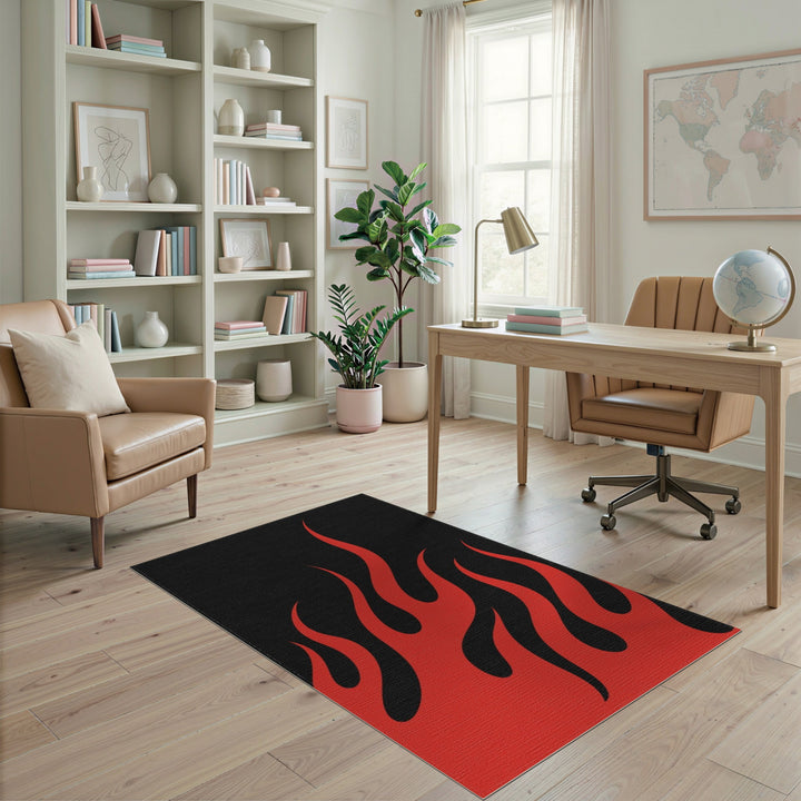Red Flame Washable Area Rug