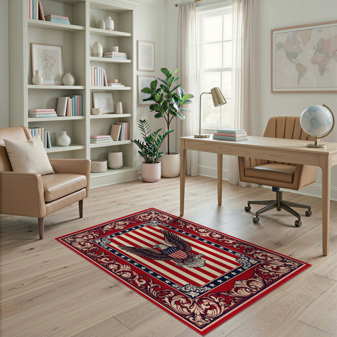 American Eagle Patriotic Red Area Rug