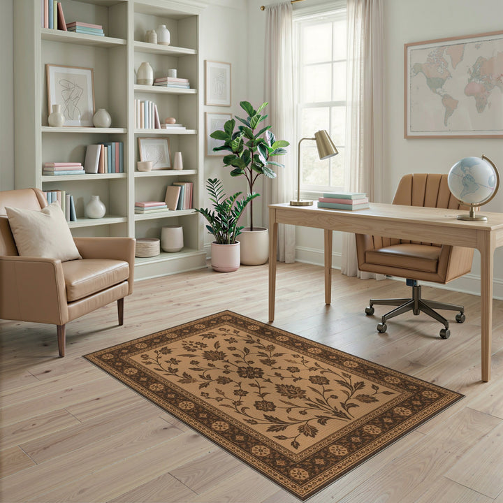 Brown Floral Vintage Area Rug
