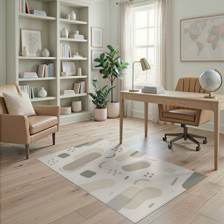 Beige Neutral Abstract Area Rug