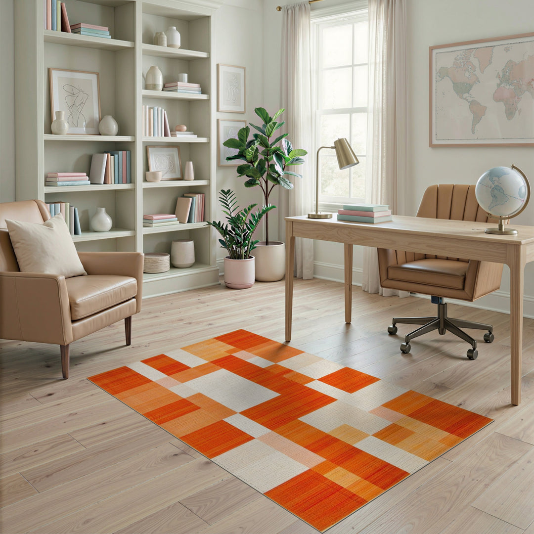 Vibrant Orange Vibrant Orange Geometric Area Rug